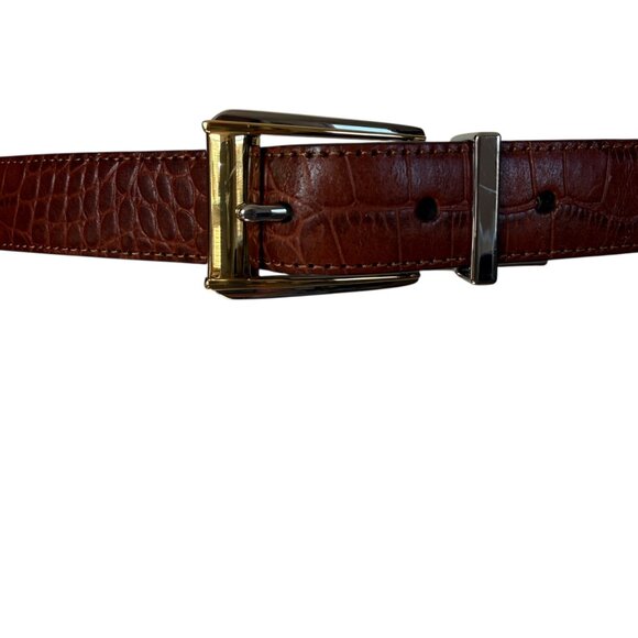 Lauren Ralph Lauren women\'s brown leather alligator embossed belt main image 5